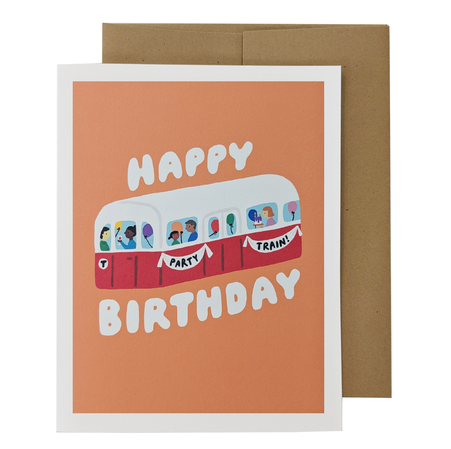 Happy Birthday Party Train Card (Red Line)