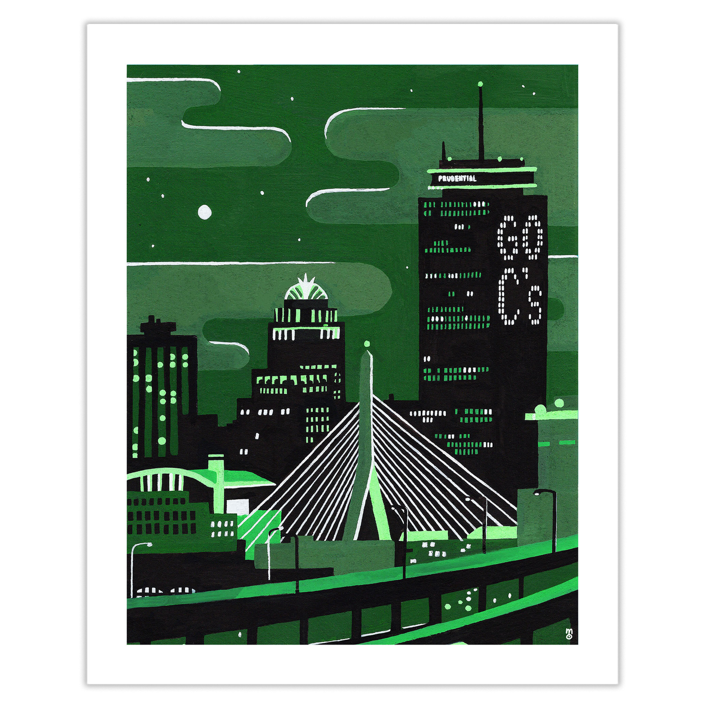 Go Cetlic's on the Pru at Night Art Print