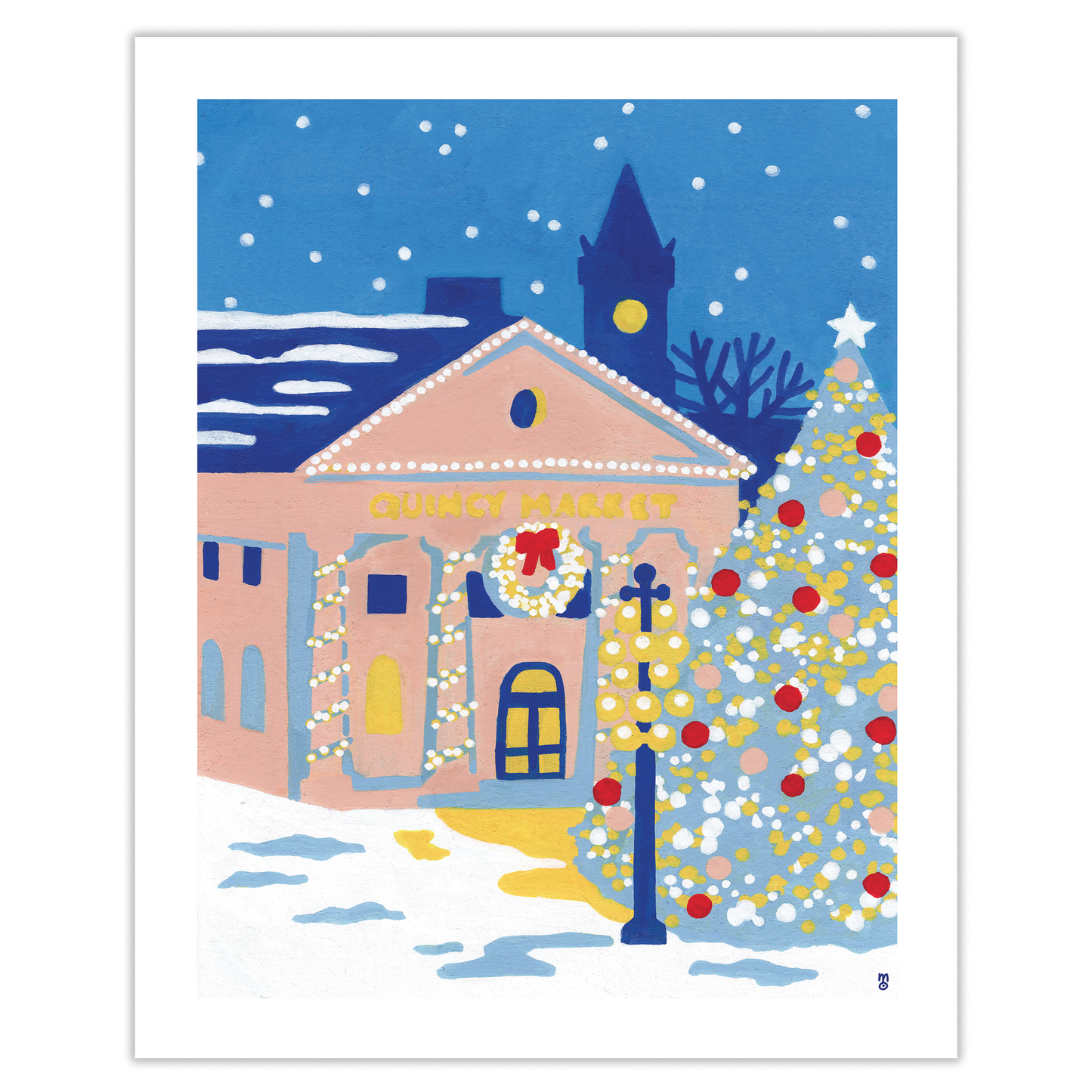 Quincy Market Christmas Art Print