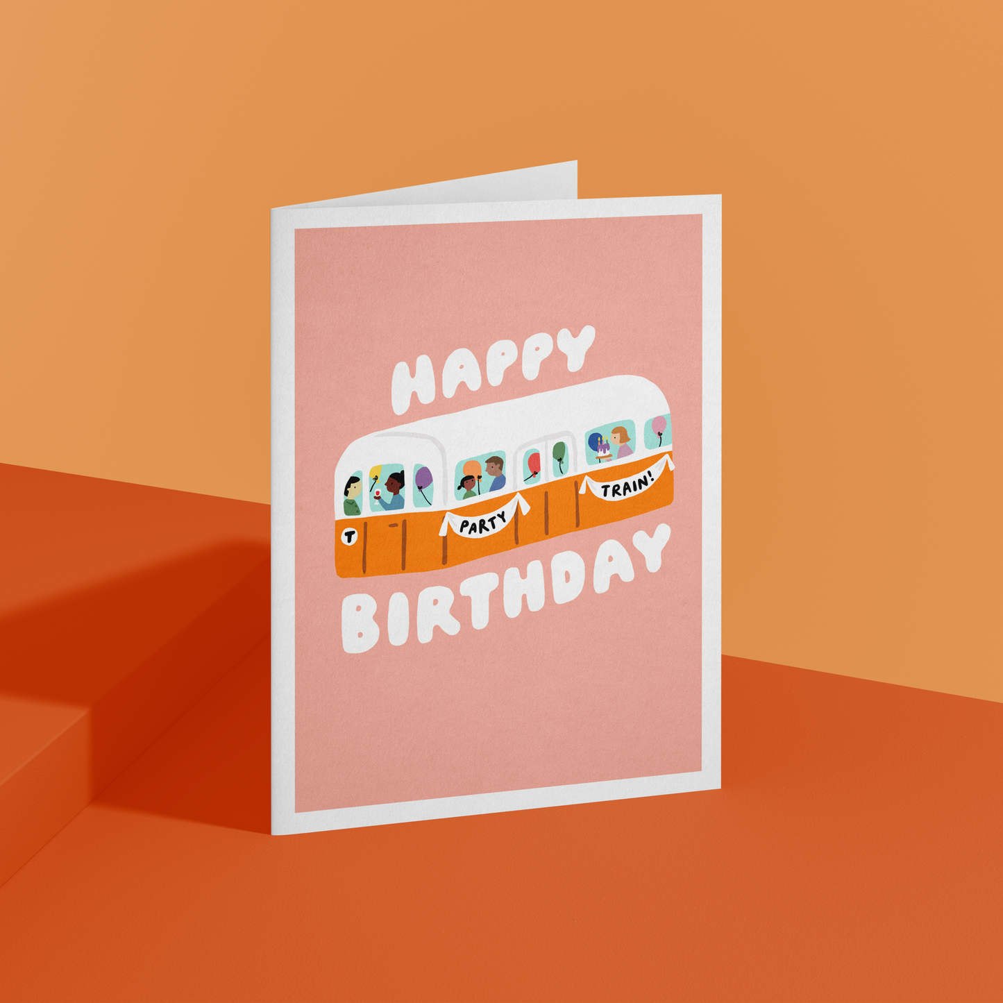 Happy Birthday Party Train Card (Orange Line)