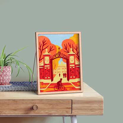 Harvard Gate – Autumn at Harvard Art Print