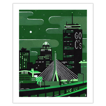 Go Cetlic's on the Pru at Night Art Print