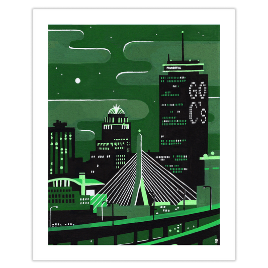 Go Cetlic's on the Pru at Night Art Print